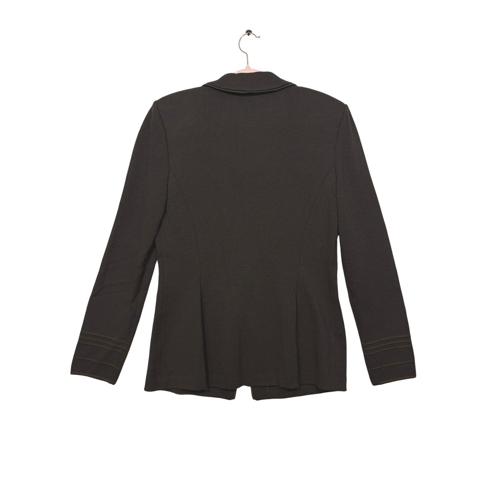 St. John Collection Marie Gray Brown Santana Knit Zip Front Studded Jacket 12 - Picture 9 of 10